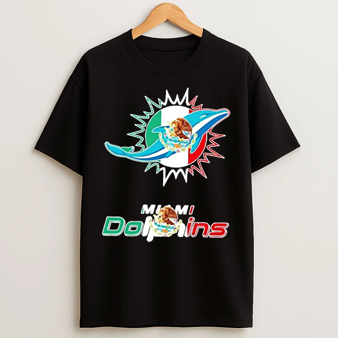 Classic Miami Dolphins Football X Mexican Flag Logo T Shirts