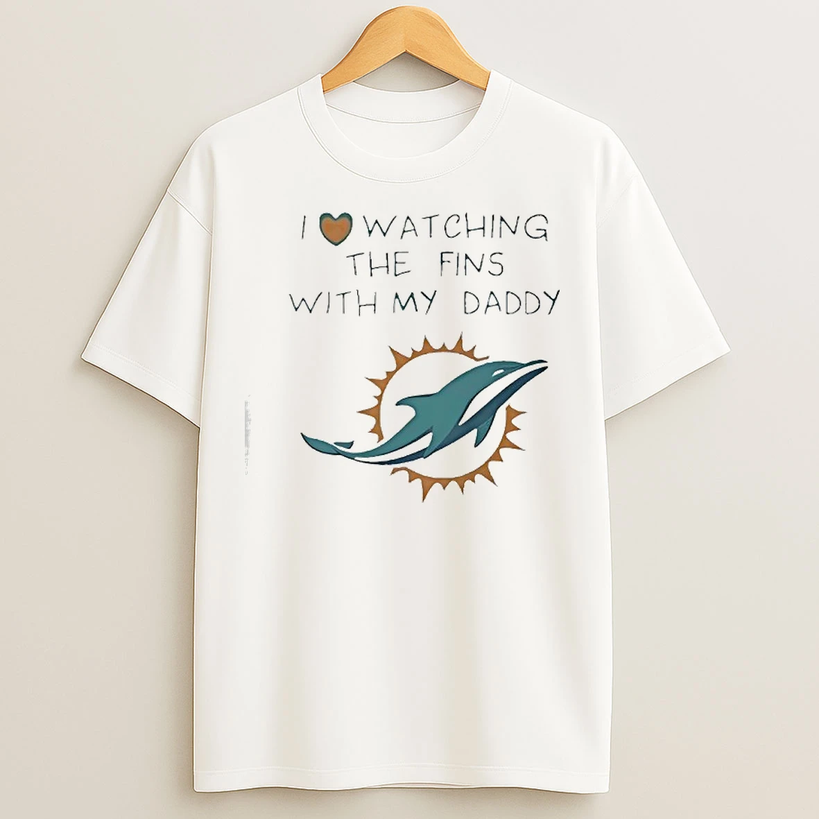Classic Miami Dolphins Love I Watching Fins With Daddy Baby T Shirts