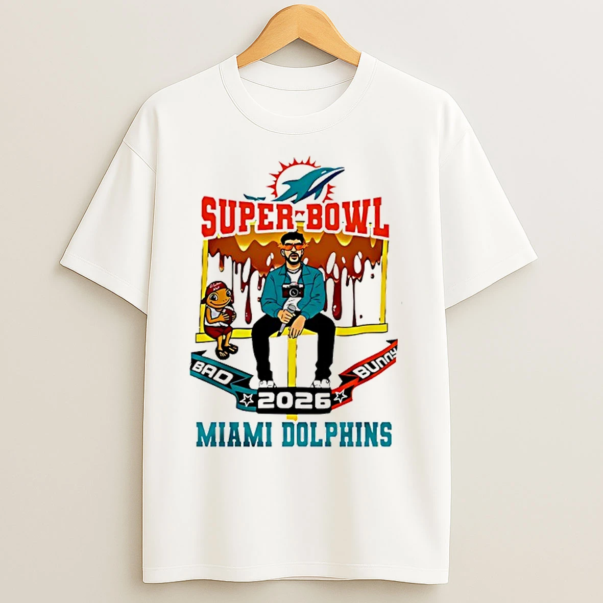Classic Miami Dolphins X Bad Bunny Super Bowl 2026 T Shirts