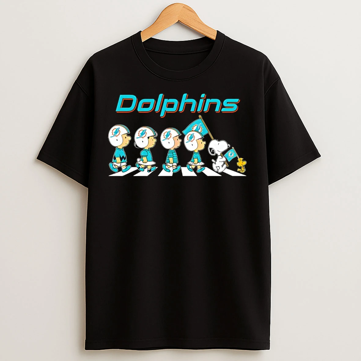 Classic Miami Dolphins X Peanuts Snoopy Abbey Road T Shirts