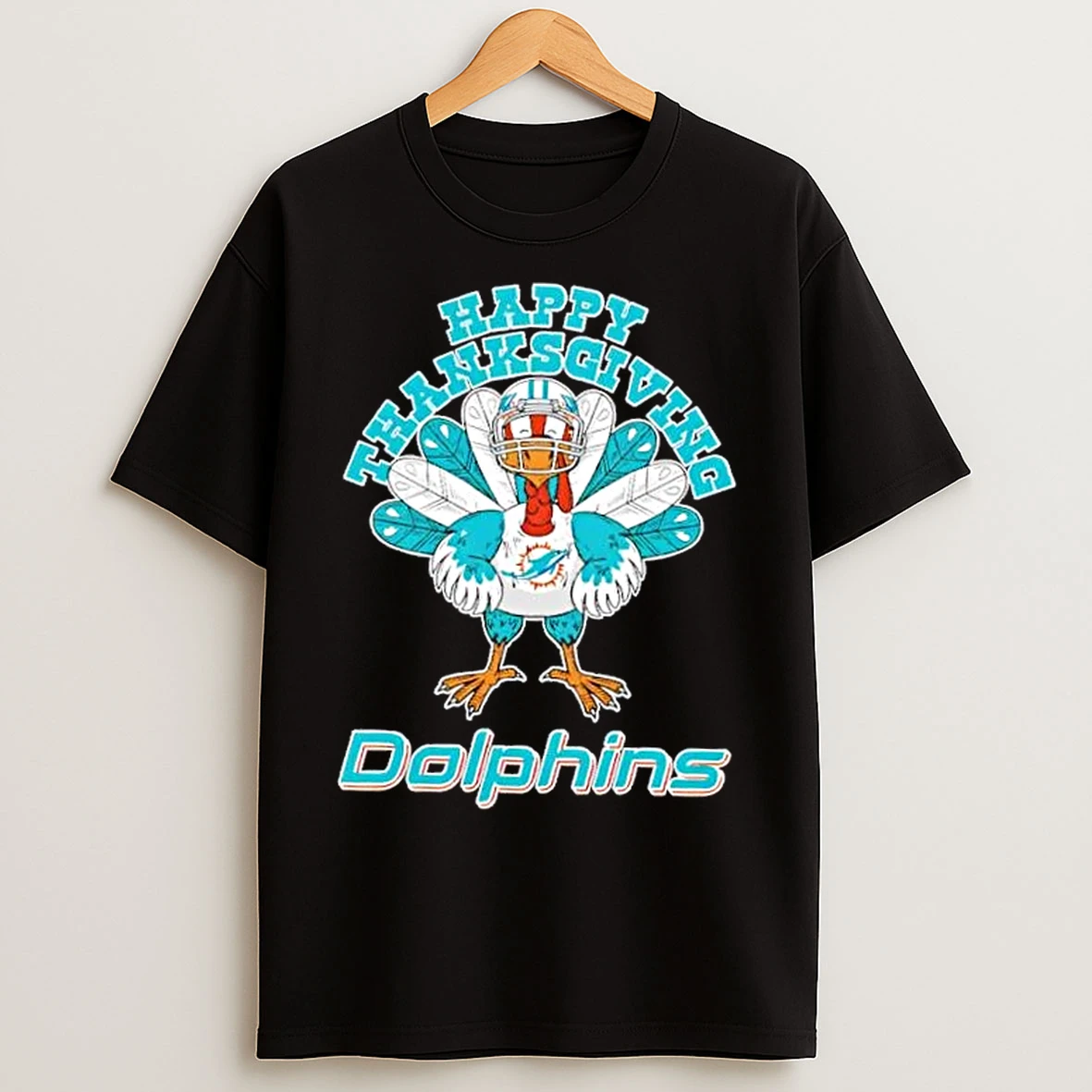 Classic Miami Dolphins X Turkey Happy Thanksgiving Graphic T Shirts