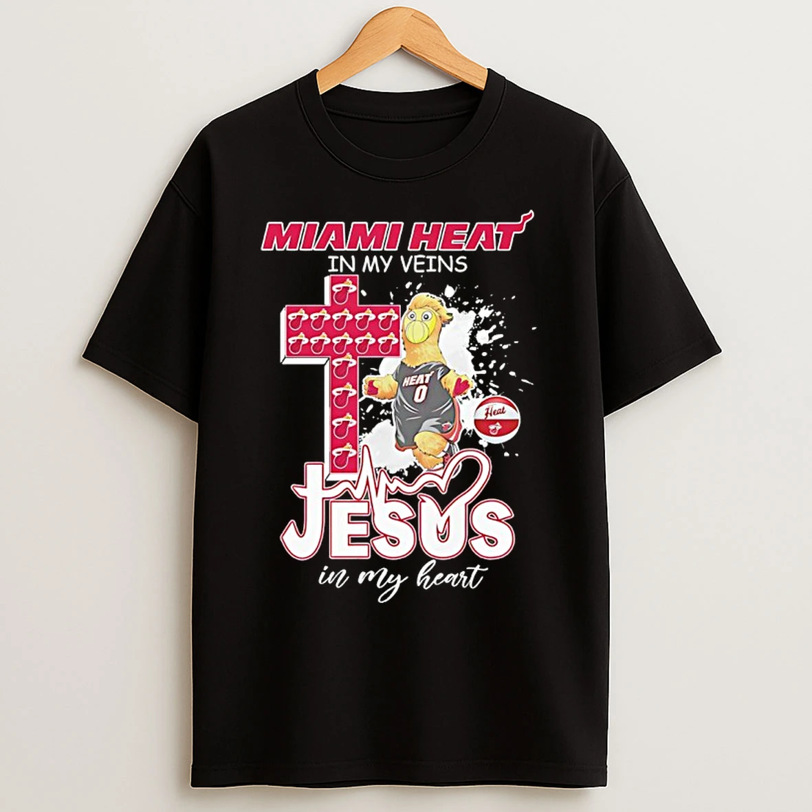 Classic Miami Heat In My Veins Jesus In My Heart Mascot T Shirts