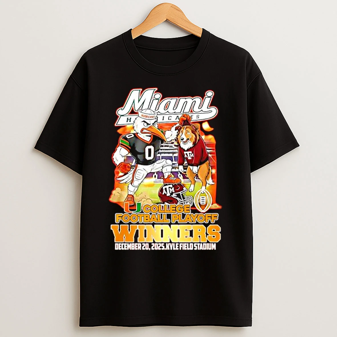 Classic Miami Hurricanes 2025 College Football Playoff Winner Mascots T Shirts