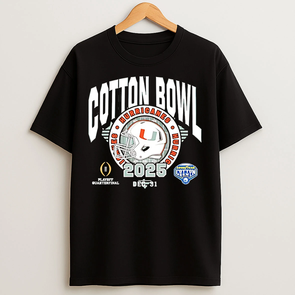 Classic Miami Hurricanes 2025 Cotton Bowl Classic Helmet T Shirts