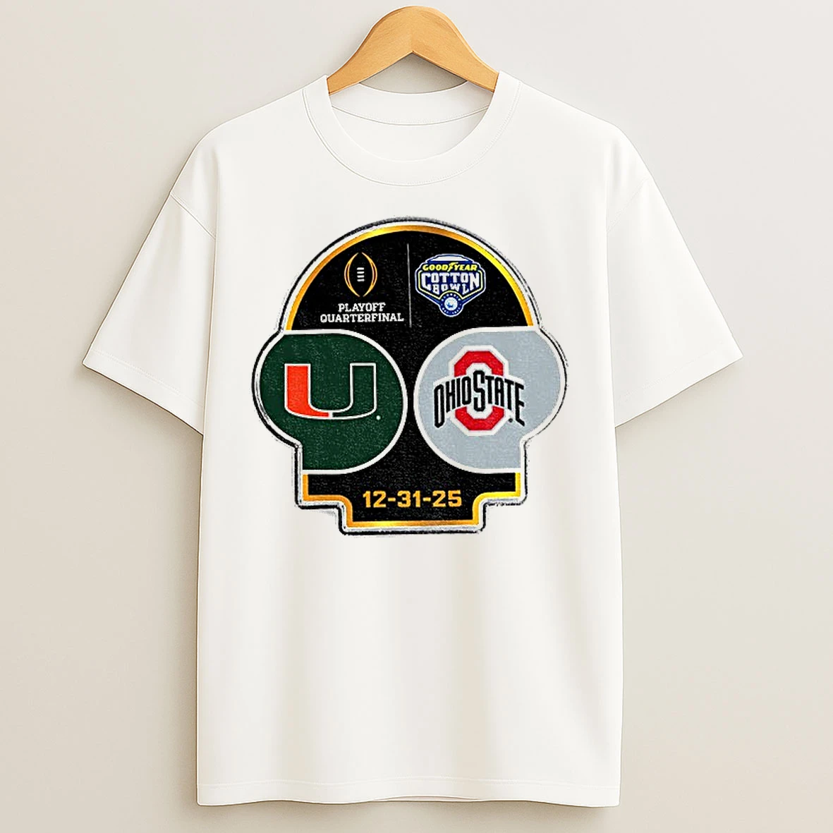 Classic Miami Hurricanes 2025 Cotton Bowl Playoff Helmet 12 31 25 T Shirts