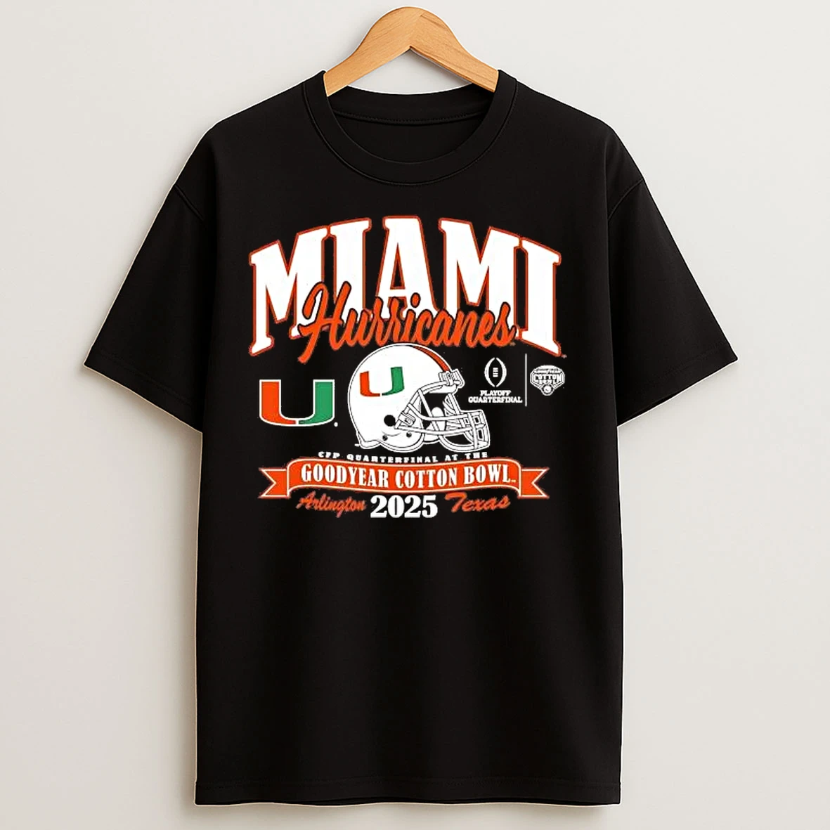 Classic Miami Hurricanes 2025 Cotton Bowl Helmet Texas T Shirts
