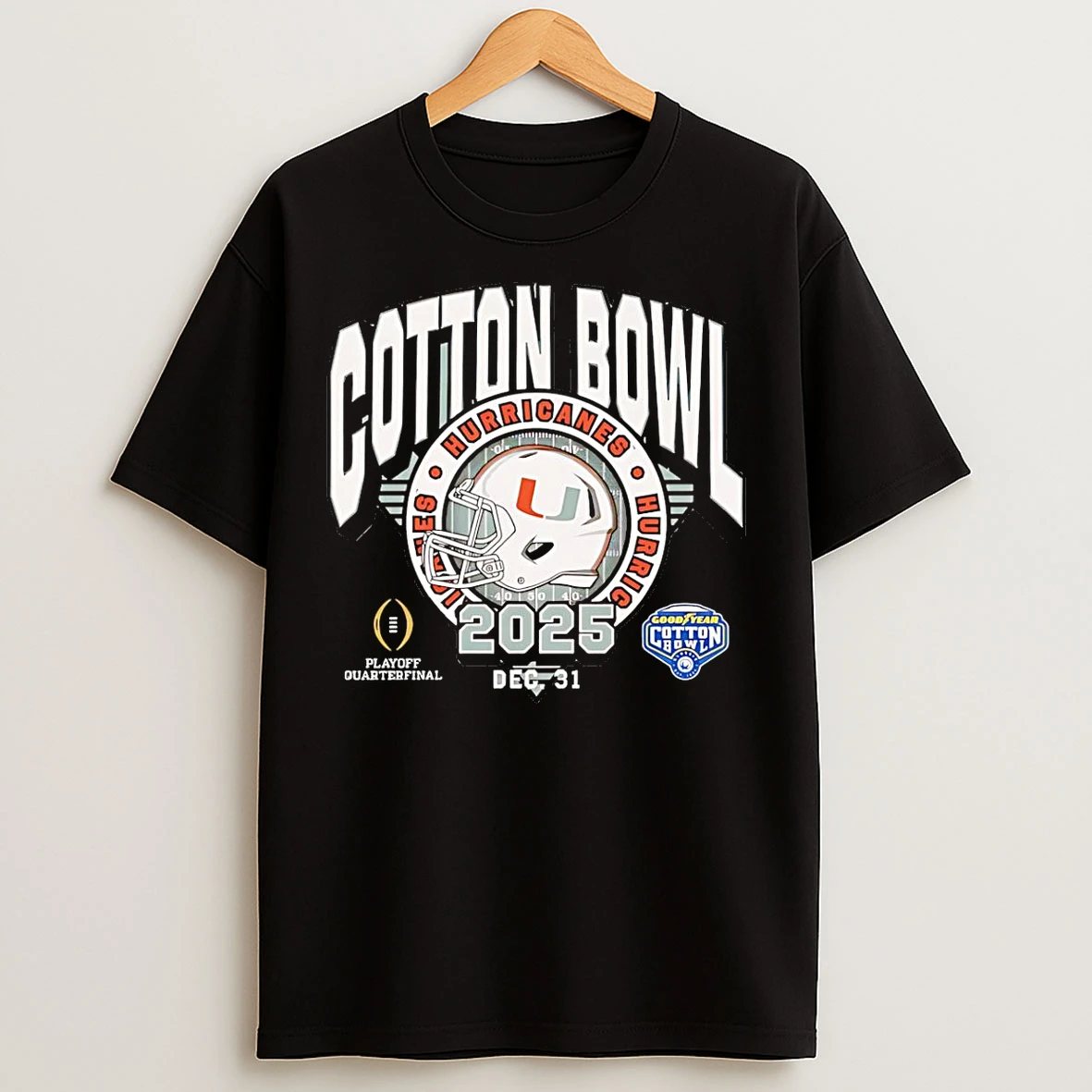 Classic Miami Hurricanes 2025 Goodyear Cotton Bowl Helmet T Shirts