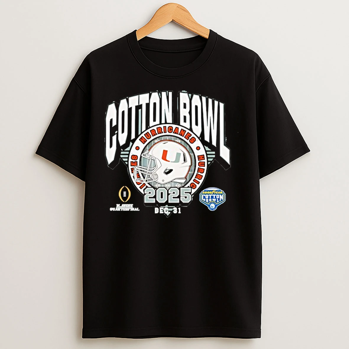 Classic Miami Hurricanes Goodyear Cotton Bowl 2025 College Football Playoff Quarterfinal T Shirts
