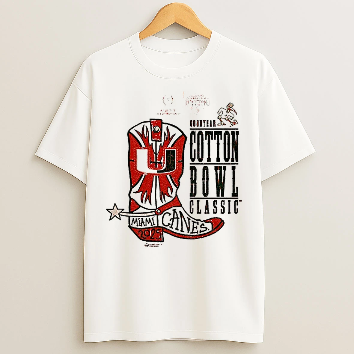 Classic Miami Hurricanes Goodyear Cotton Bowl 2025 Miami Canes Boot T Shirts