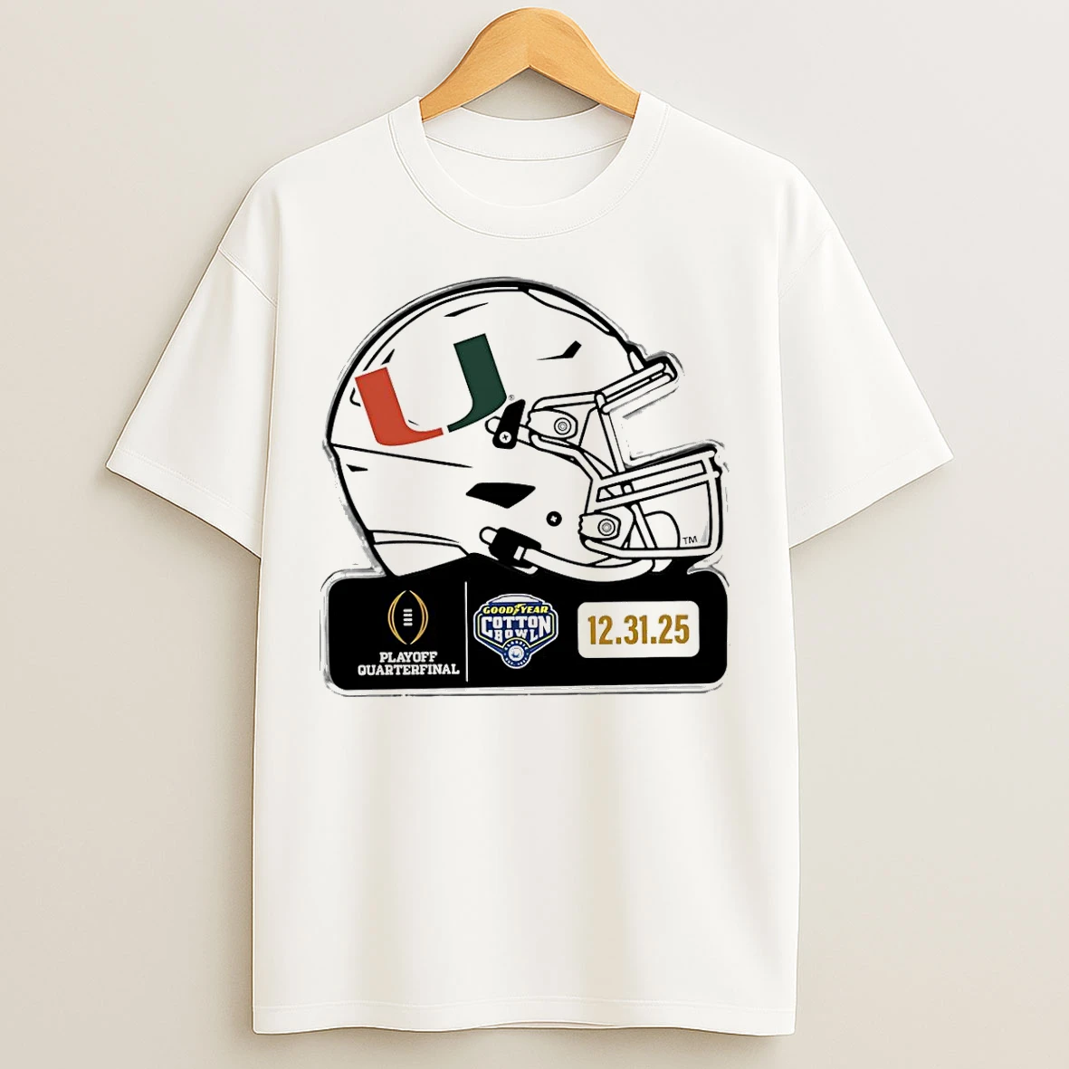 Classic Miami Hurricanes Playoff Quarterfinal 2025 Cotton Bowl Helmet T Shirts