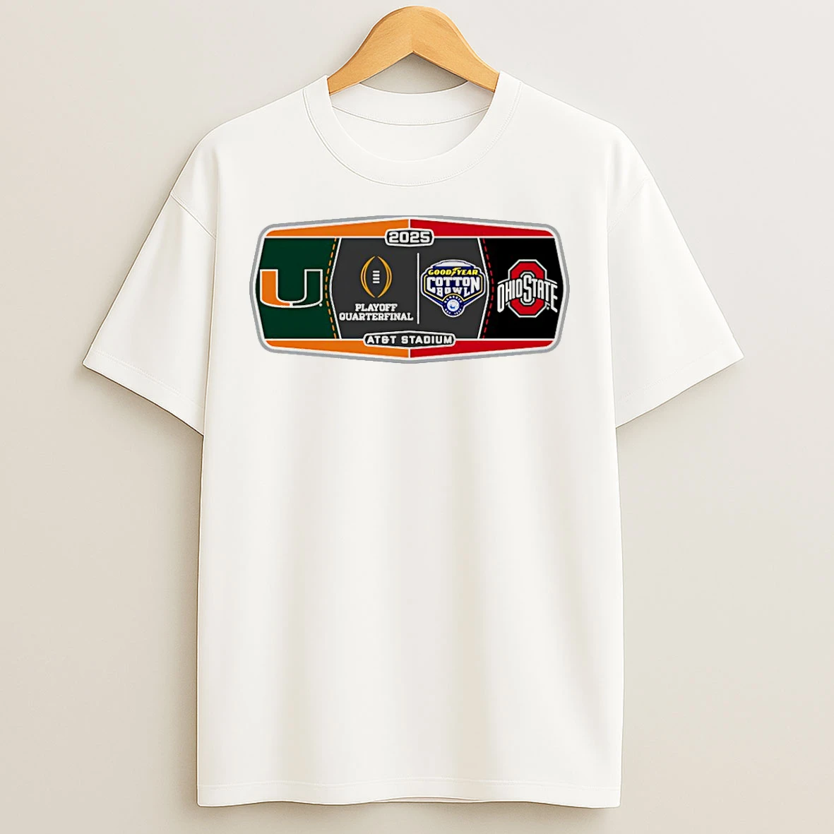 Classic Miami Hurricanes Vs Ohio State Buckeyes 2025 Cfp Cotton Bowl Matchup T Shirts