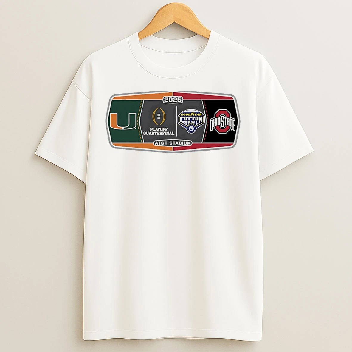 Classic Miami Hurricanes Vs Ohio State Buckeyes 2025 Goodyear Cotton Bowl T Shirts