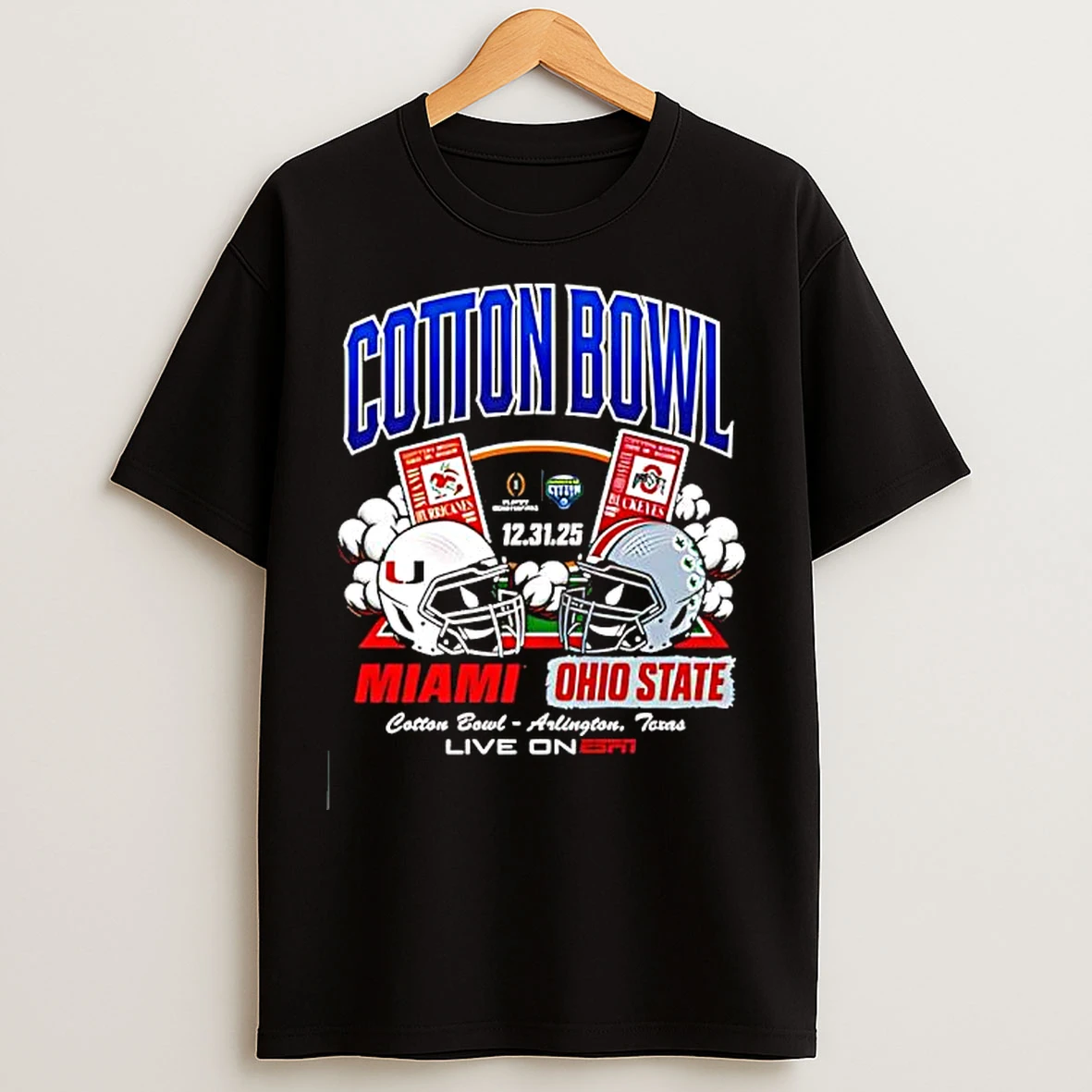 Classic Miami Hurricanes Vs Ohio State Buckeyes December 31st 2025 Cotton Bowl Football Game T Shirts