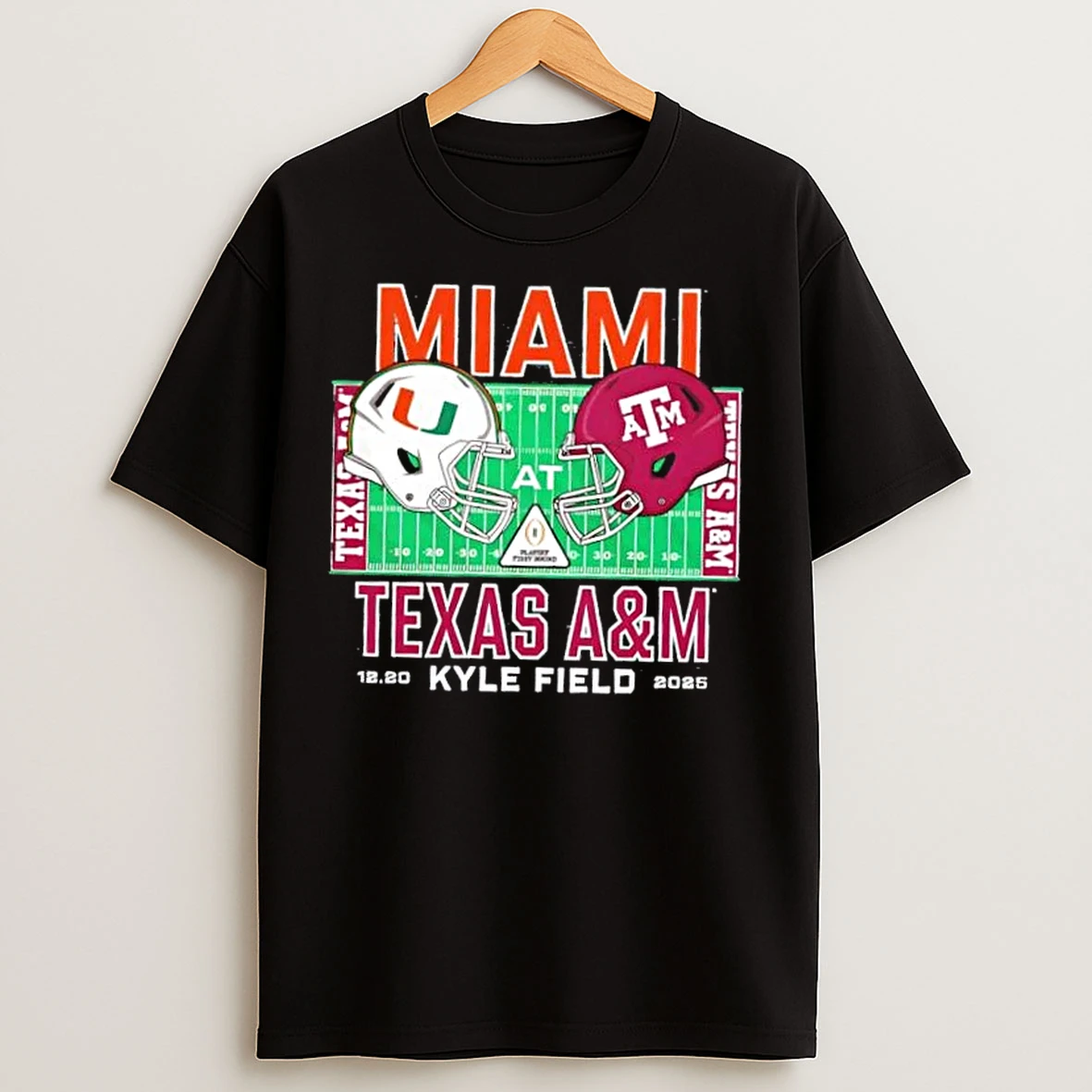 Classic Miami Hurricanes Vs Texas Am Aggies 2025 College Football Helmets Playoff T Shirts