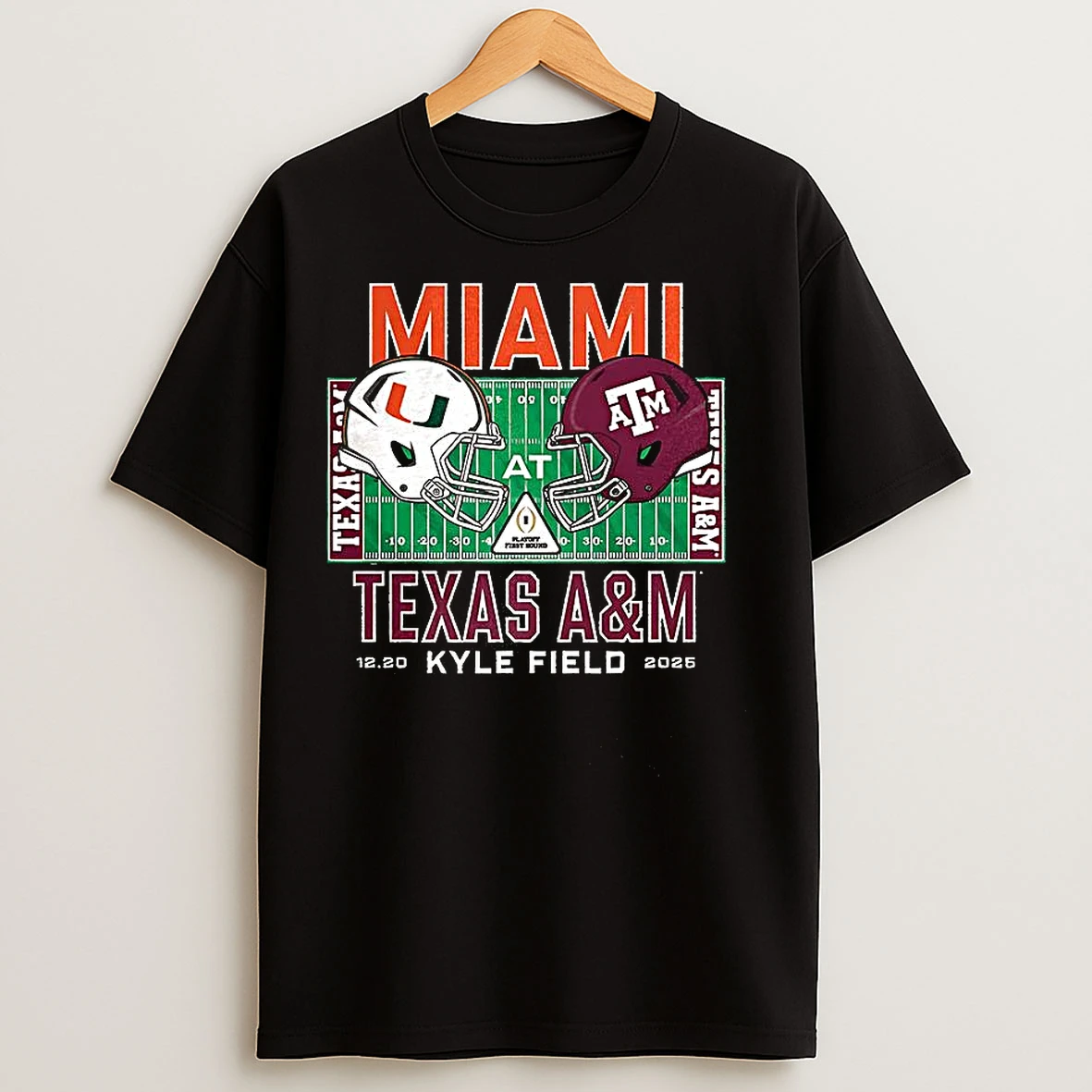 Classic Miami Hurricanes Vs Texas Am Aggies Ncaa Kyle Field 2025 Helmet T Shirts
