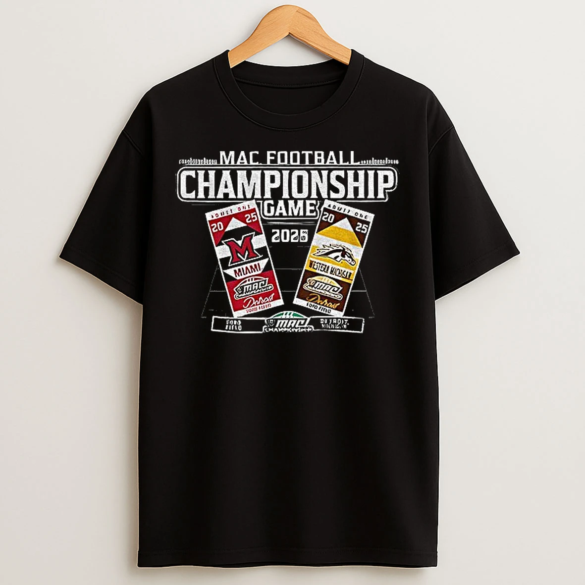 Classic Miami Redhawks Vs Western Michigan Broncos Mac Football Championship Game 2025 T Shirts