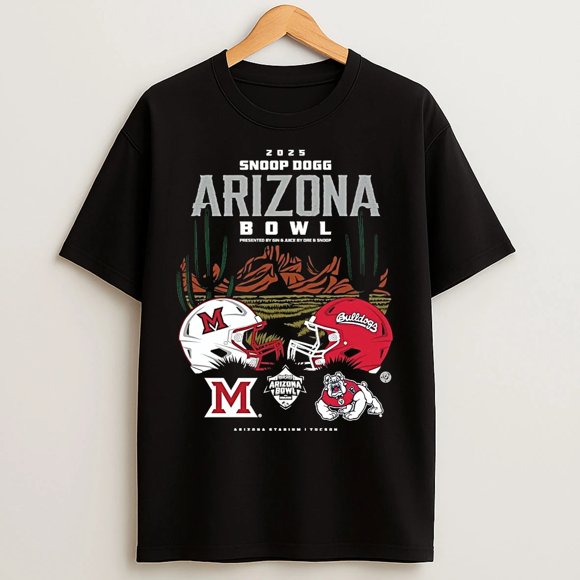 Classic Miami Redhawks Vs Fresno State Bulldogs 2025 Arizona Bowl Head To Head T Shirts
