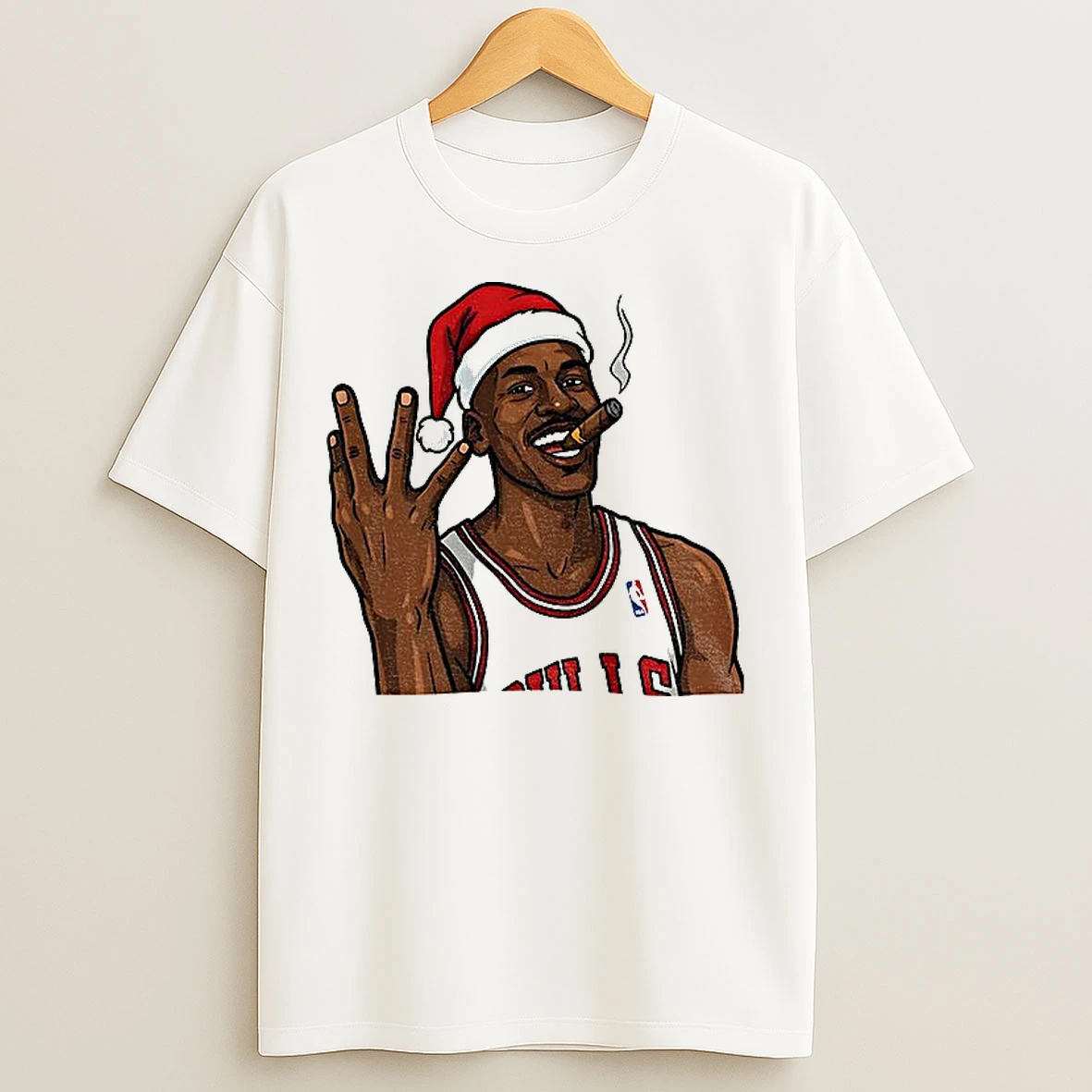 Classic Michael Jordan Smoking Santa Hat Chicago Bulls Basketball Merry Christmas T Shirts