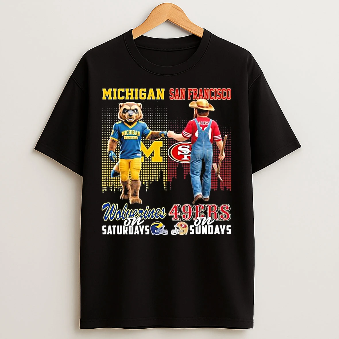 Classic Michigan Vs 49ers Mascot On Saturdays And On Sundays T Shirts