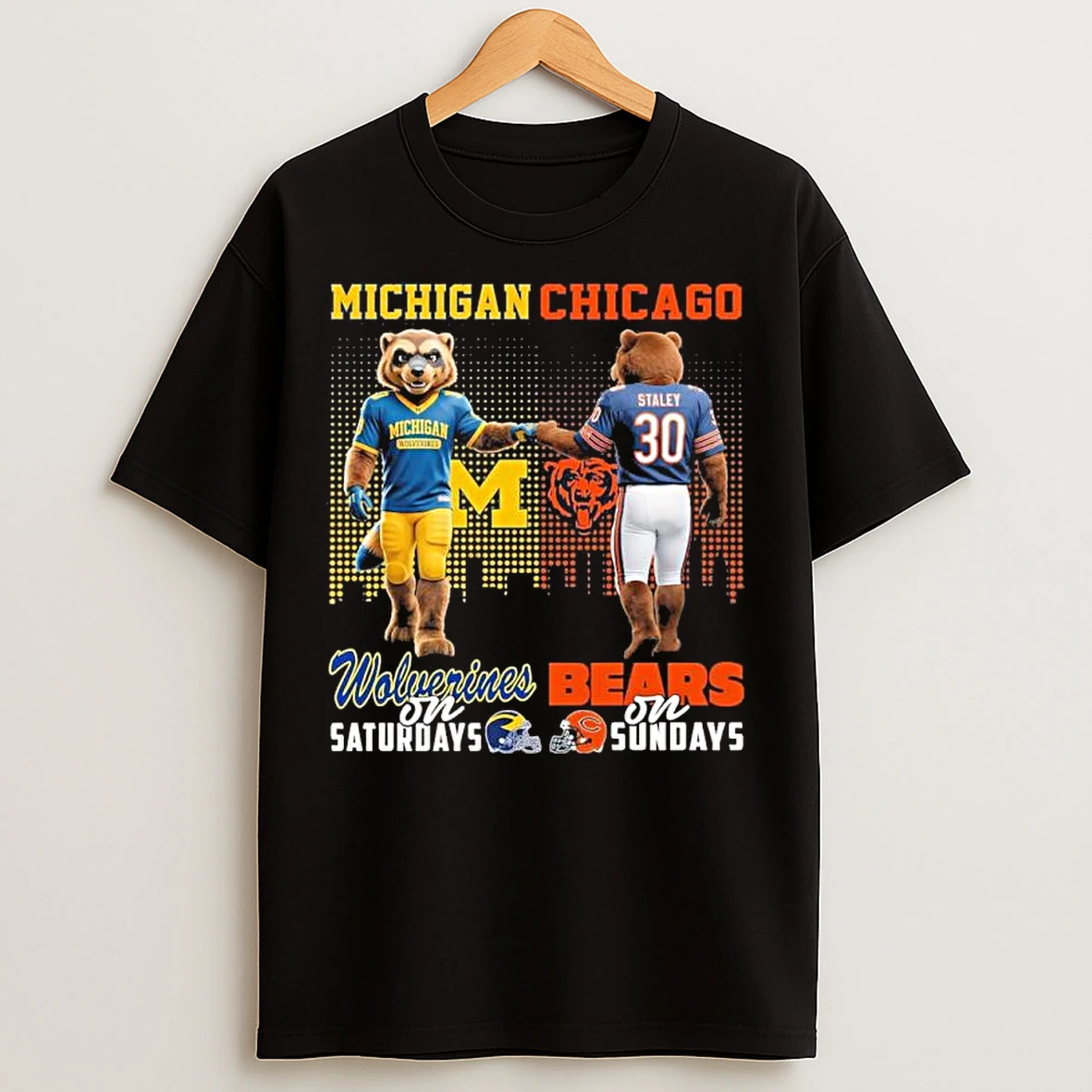 Classic Michigan Vs Bears Mascot On Saturdays And On Sundays T Shirts
