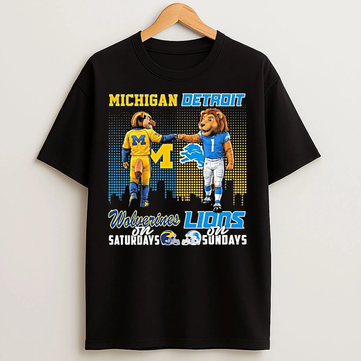 Classic Michigan Vs Lions Mascot On Saturdays And On Sundays T Shirts