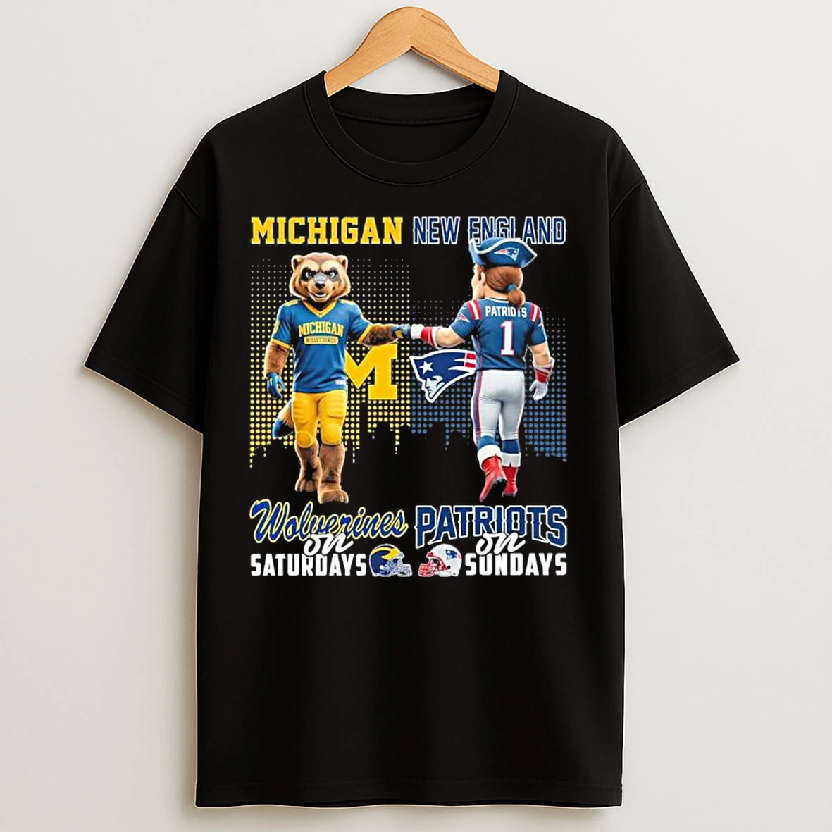 Classic Michigan Vs Patriots Mascot On Saturdays And On Sundays T Shirts