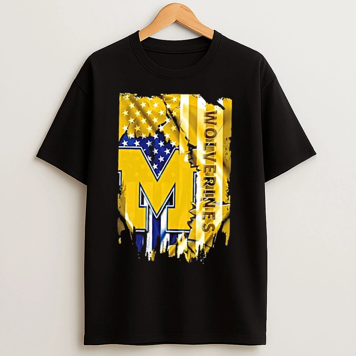 Classic Michigan Wolverines Football X American Flag T Shirts