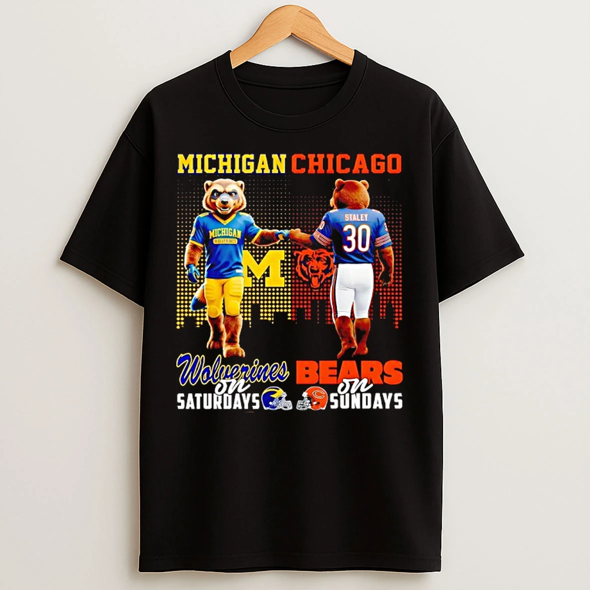 Classic Michigan Wolverines On Saturdays X Chicago Bears On Sunday Mascot T Shirts