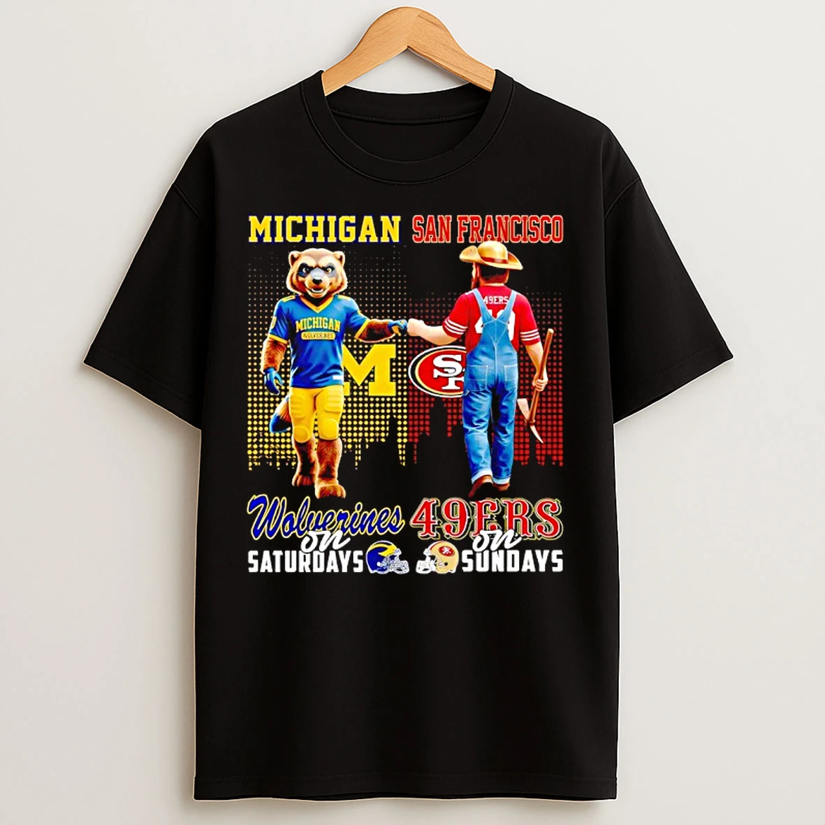Classic Michigan Wolverines On Saturdays X San Francisco 49ers On Sunday Mascot T Shirts