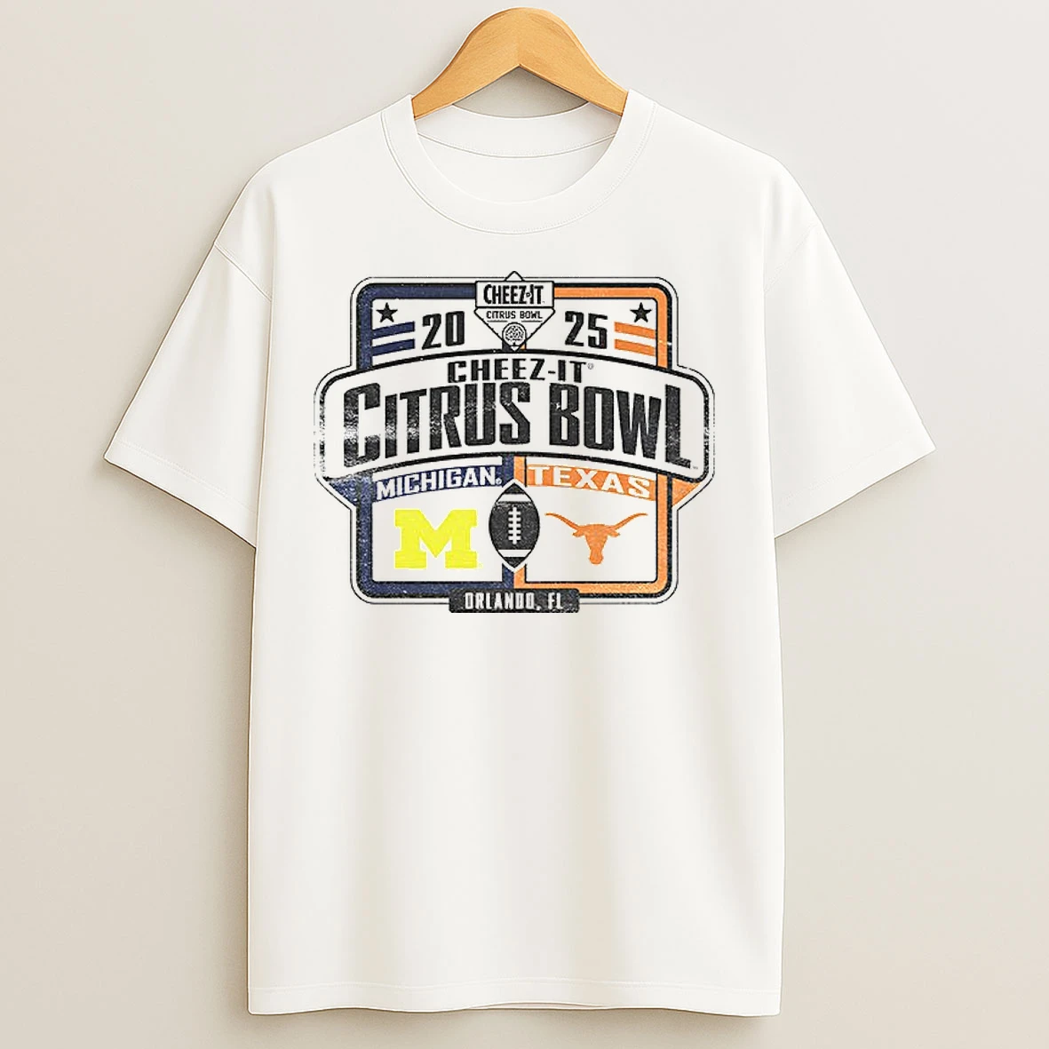 Classic Michigan Wolverines Vs Texas Longhorns Cheez It Citrus Bowl 2025 Logo T Shirts