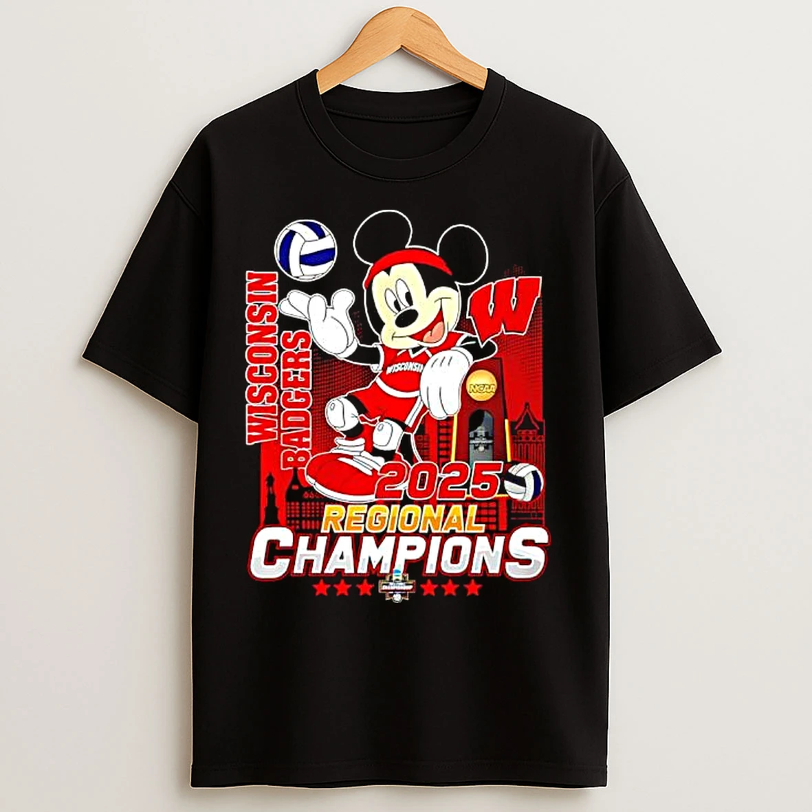 Classic Mickey Wisconsin Badgers 2025 Regional Champions T Shirts
