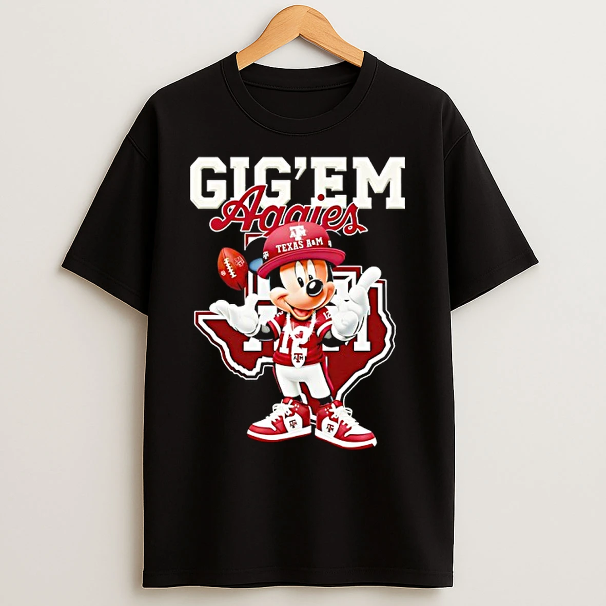 Classic Mickey Mouse With Texas Am Aggies Outfit Gig Em T Shirts