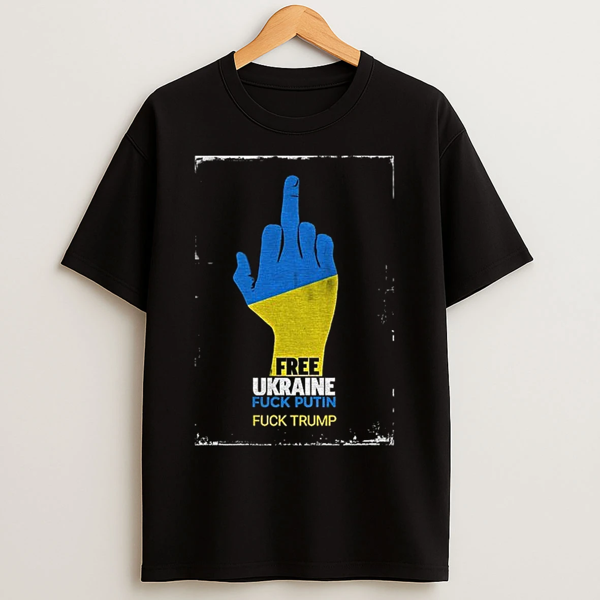 Classic Middle Finger Free Ukraine Fuck Putin Fuck Trump Political T Shirts