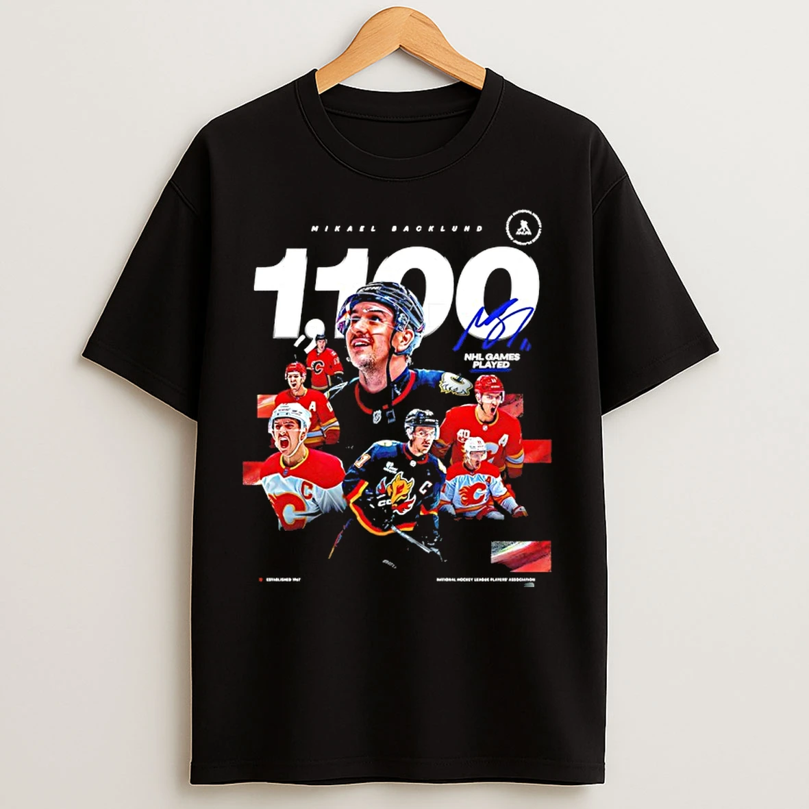 Classic Mikael Backlund 1100 Nhl Career Games Played Signature T Shirts