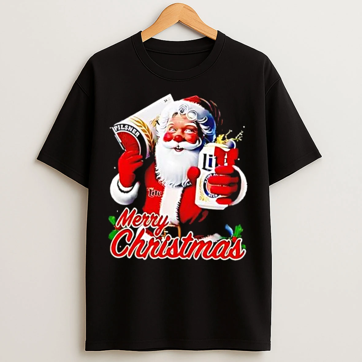 Classic Miller Lite Santa Merry Christmas Invite You Stylish T Shirts