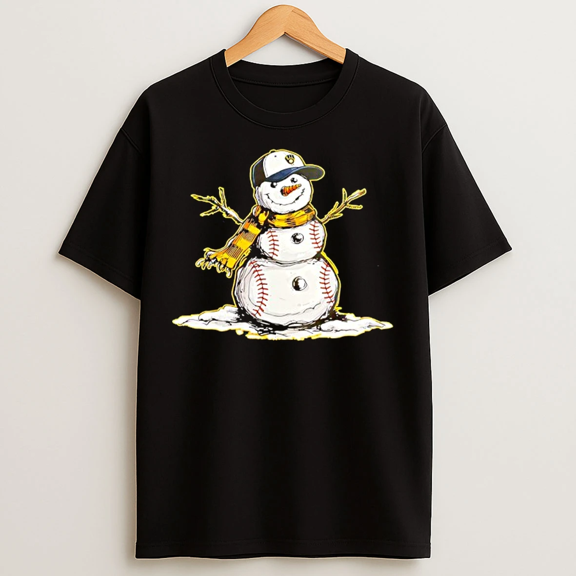 Classic Milwaukee Brewers Baseball Snowman T Shirts
