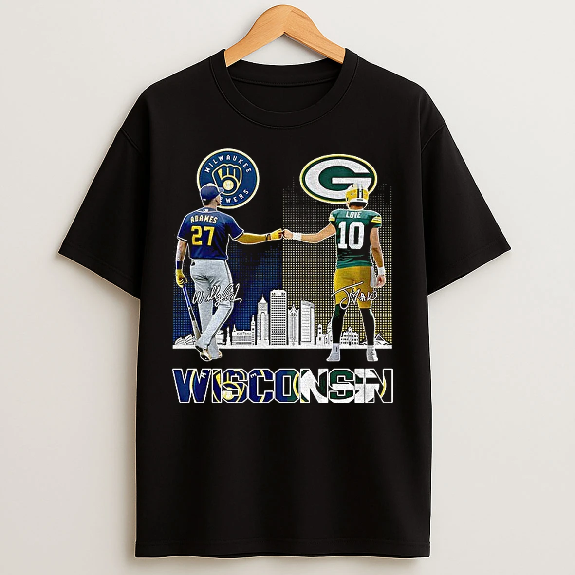 Classic Milwaukee Brewers Willy Adames Green Bay Packers Jordan Love 2025 Signature T Shirts
