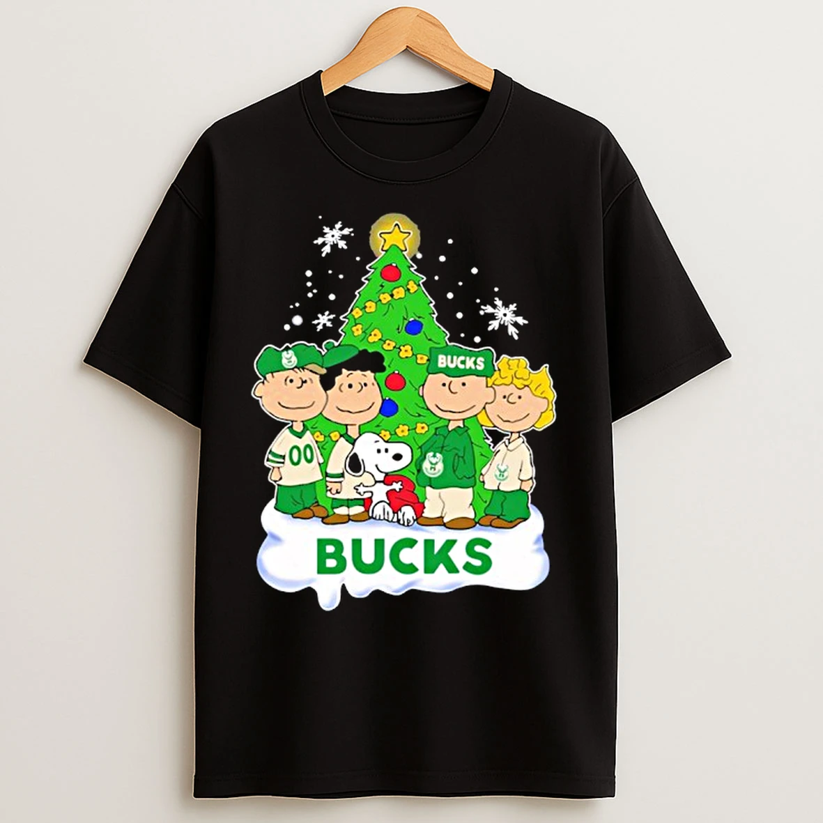 Classic Milwaukee Bucks X Snoopy The Peanuts Holiday Christmas T Shirts
