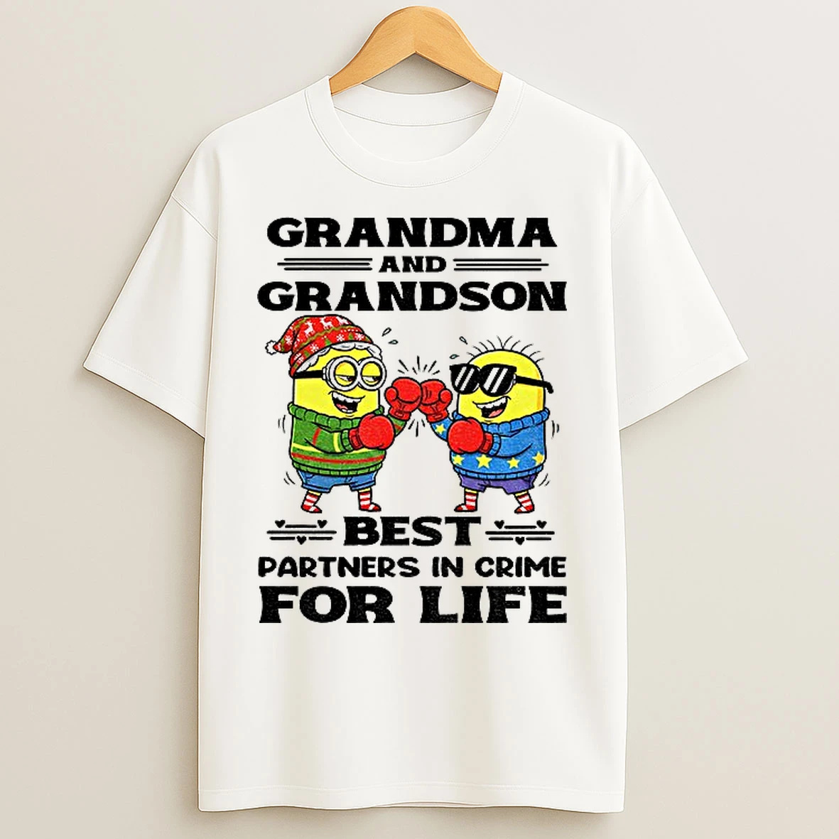 Classic Minion Grandma And Grandson Best Partners In Crime For Life Christmas T Shirts