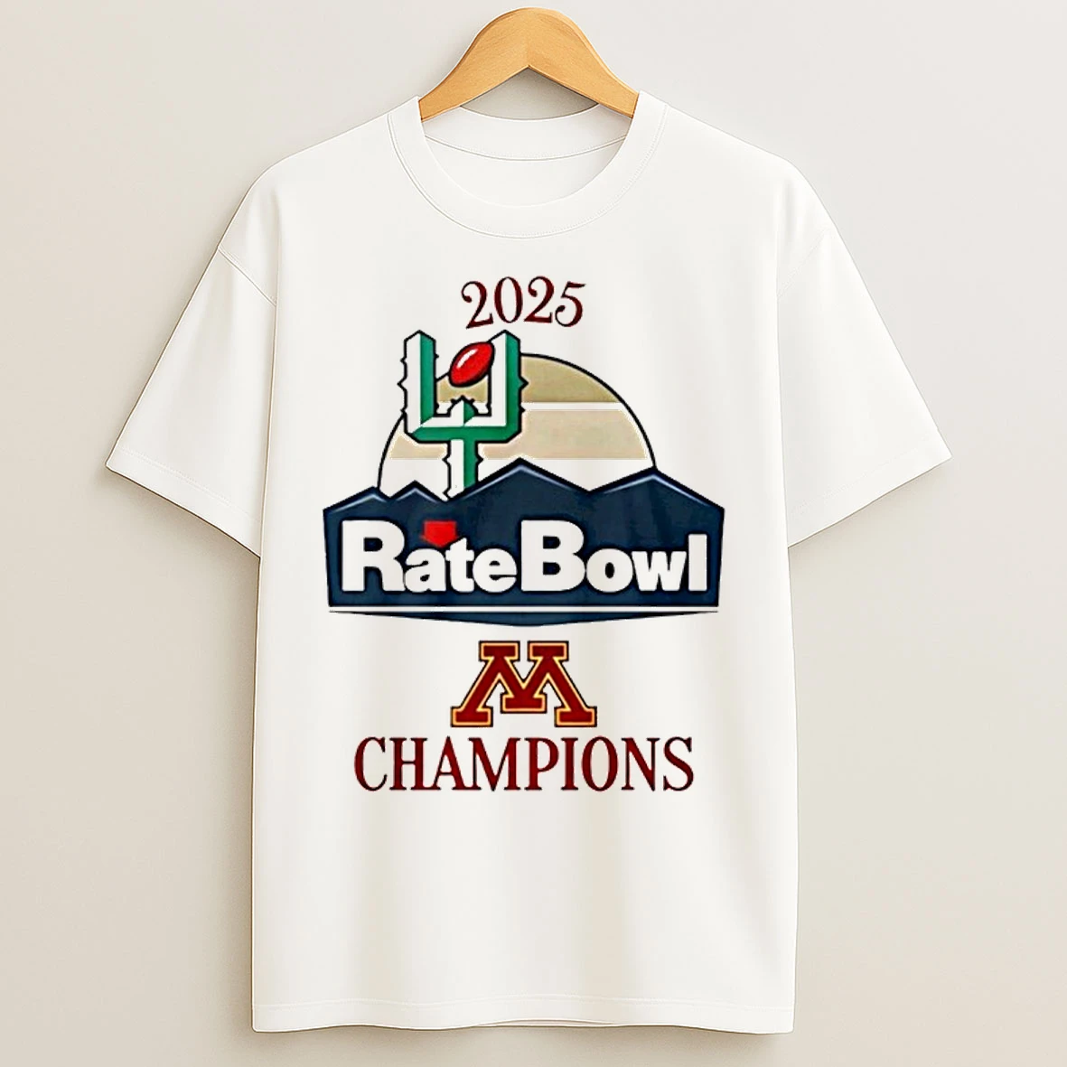 Classic Minnesota Golden Gophers 2025 Rate Bowl Champions T Shirts
