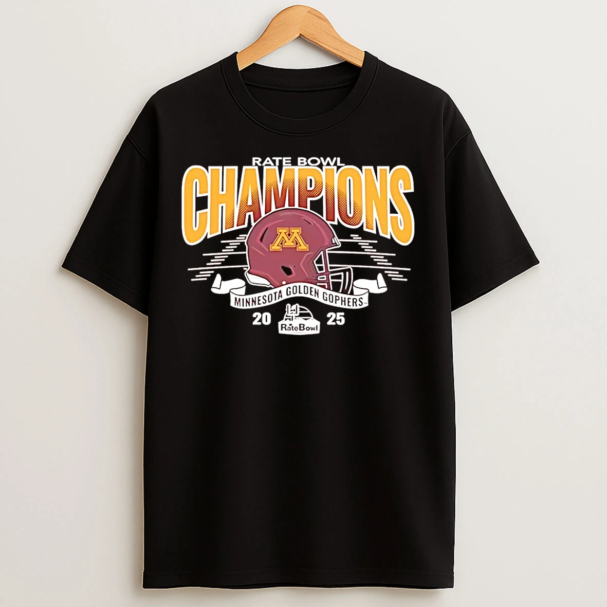 Classic Minnesota Golden Gophers 2025 Rate Bowl Football Champions T Shirts