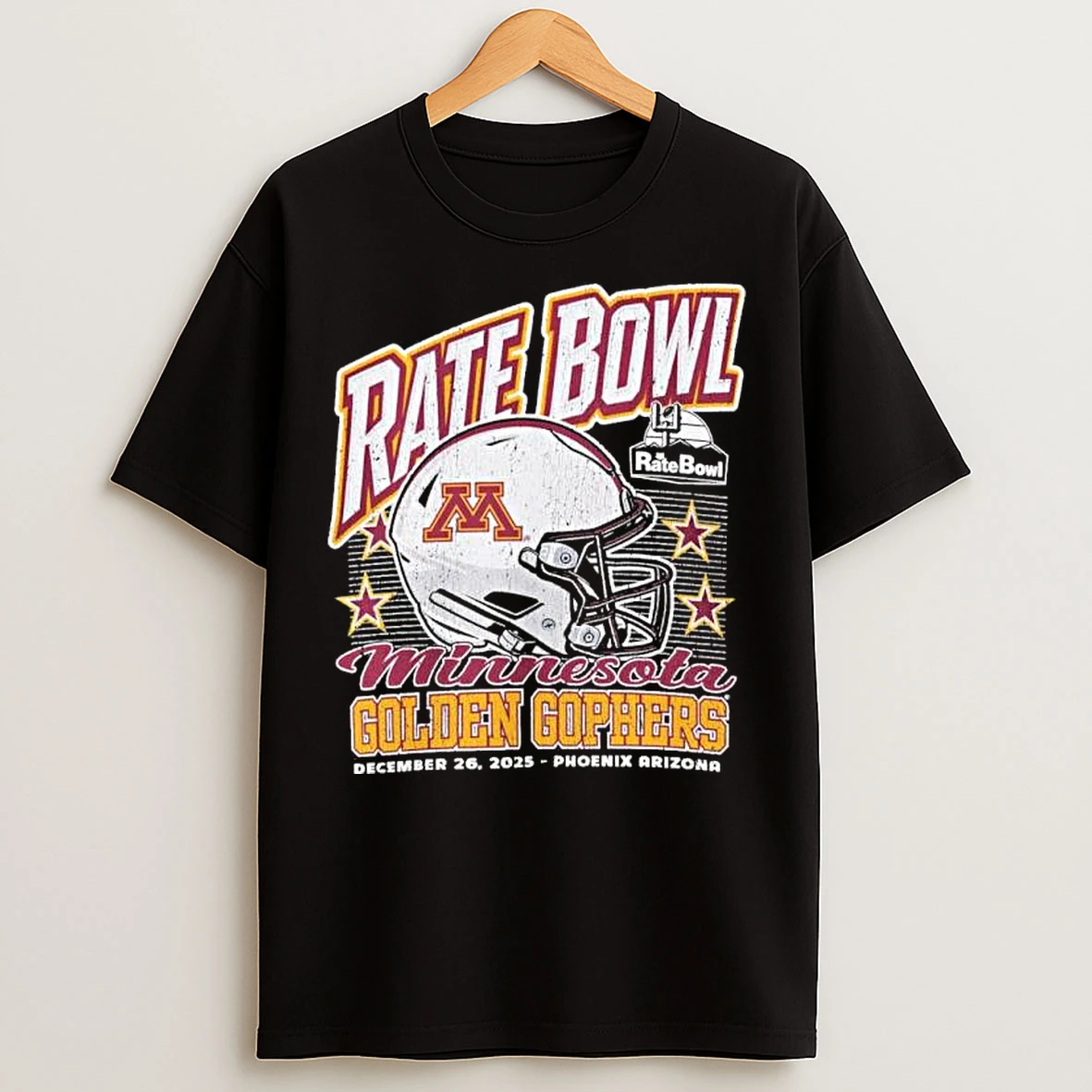 Classic Minnesota Golden Gophers 2025 Rate Bowl Vintage Helmet Beveled T Shirts