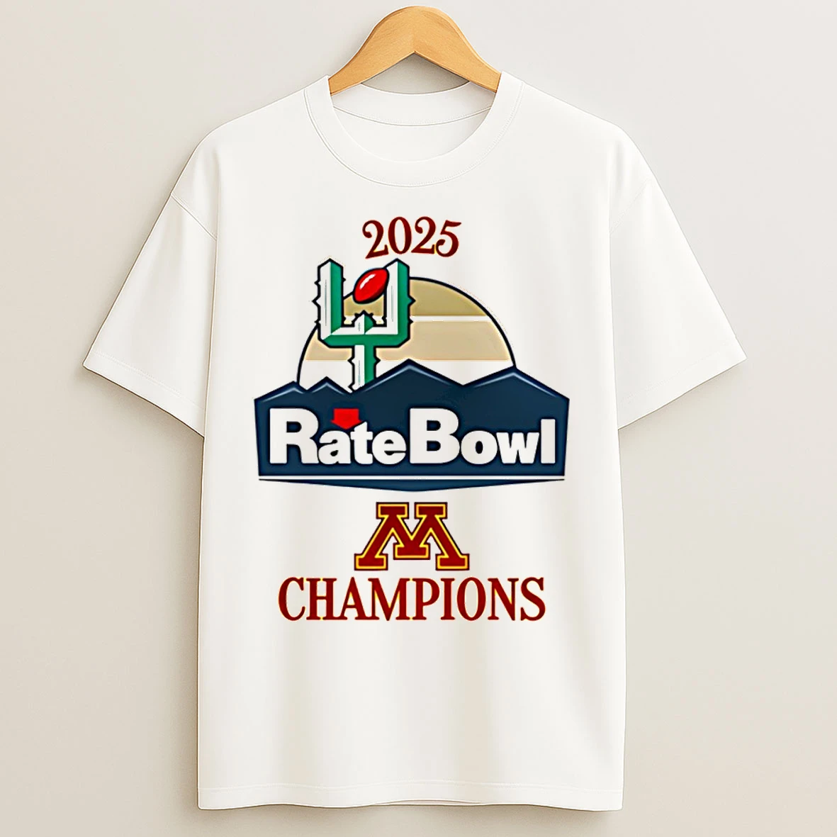Classic Minnesota Golden Gophers Football 2025 Rate Bowl Champions T Shirts