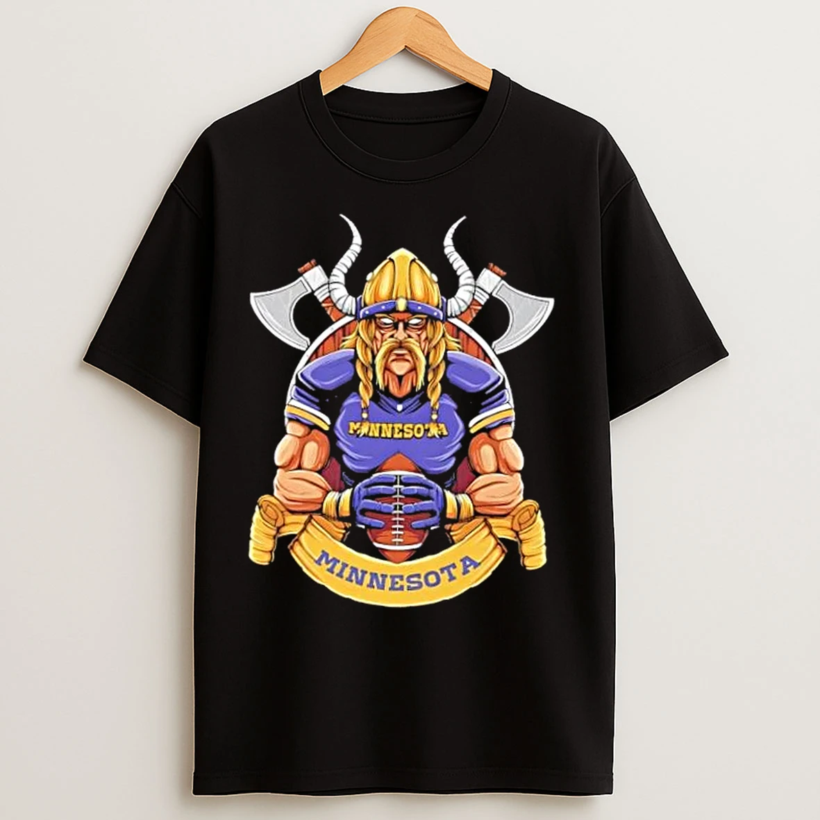 Classic Minnesota Vikings Football Mascot Hug The Ball T Shirts