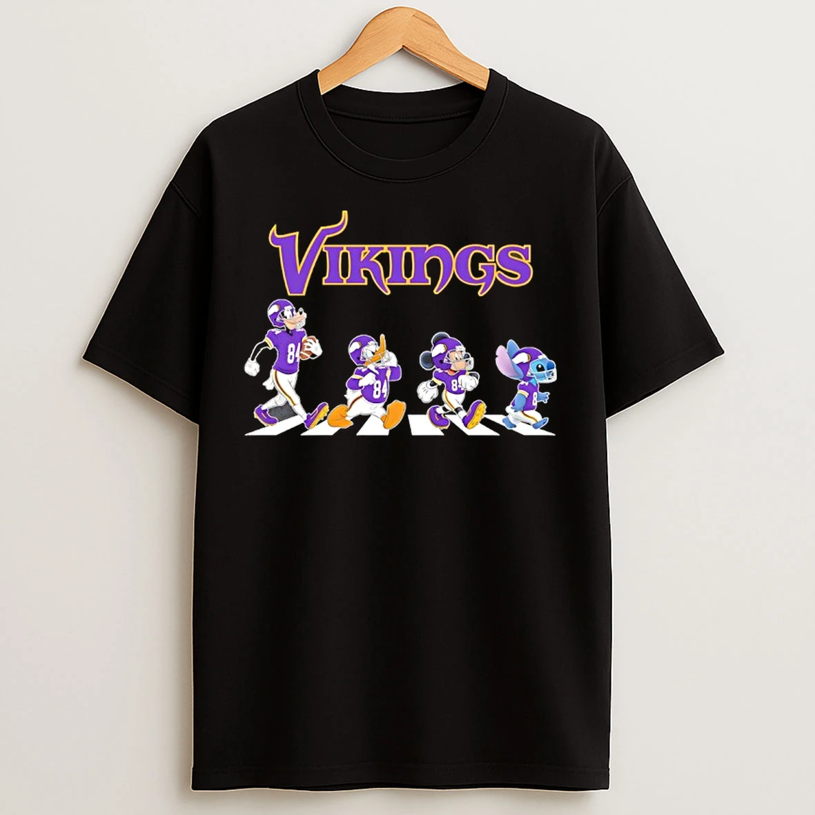Classic Minnesota Vikings X Goofy X Donald Duck X Mickey Mouse X Stitch Abbey Road T Shirts