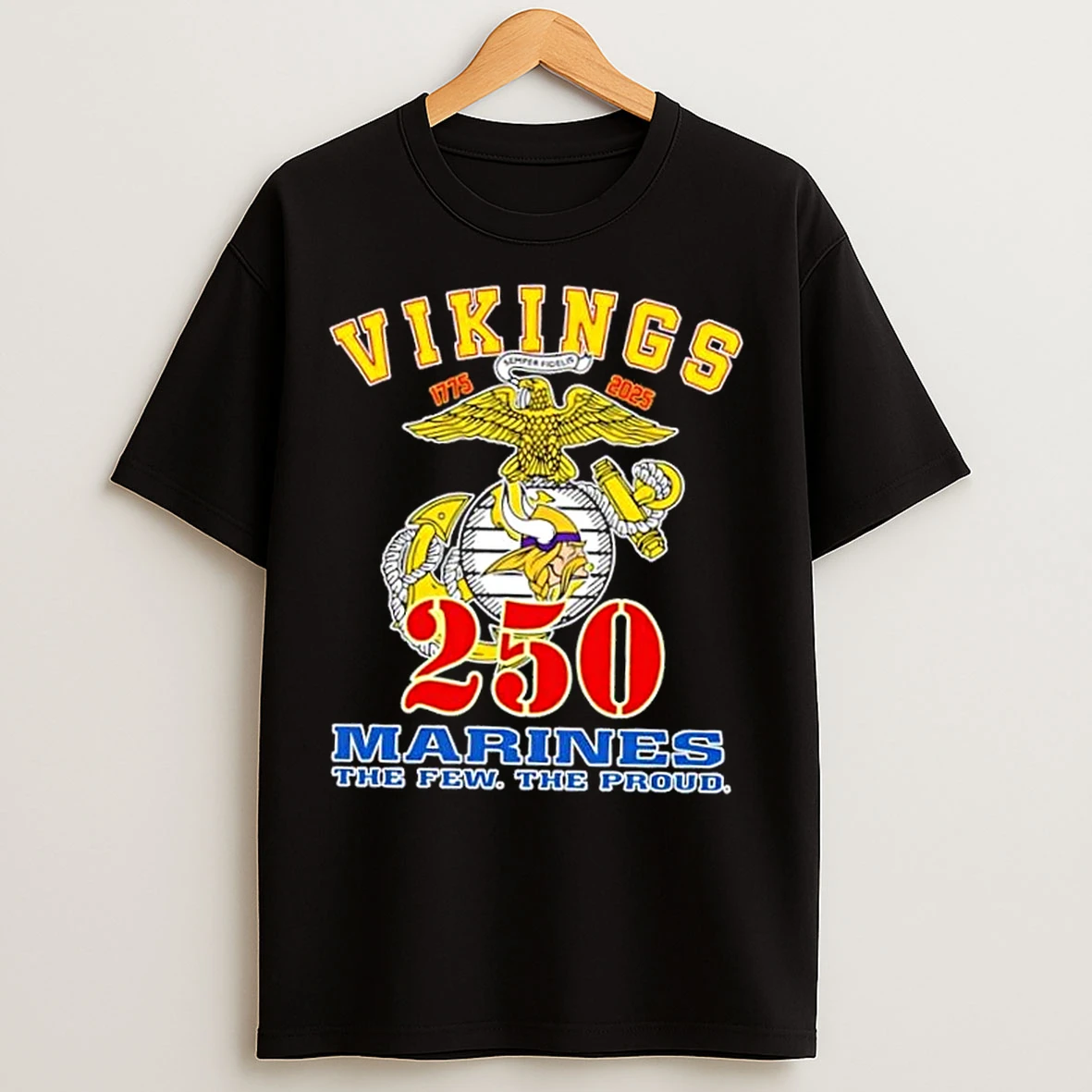 Classic Minnesota Vikings X U S M C 250th Birthday Celebration T Shirts