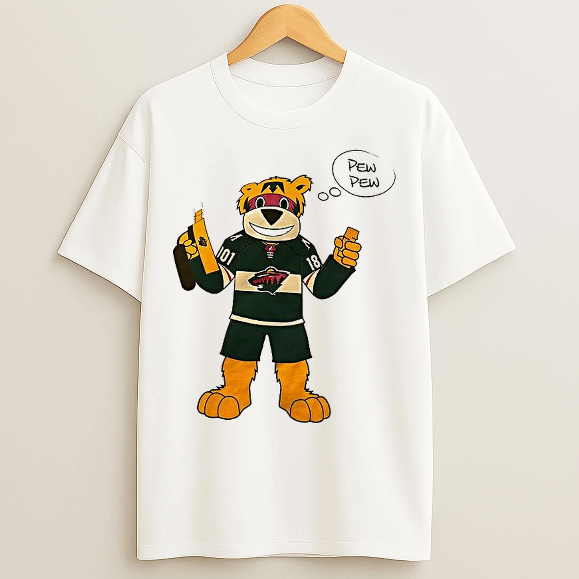 Classic Minnesota Wild Mascot Pew Pew T Shirts