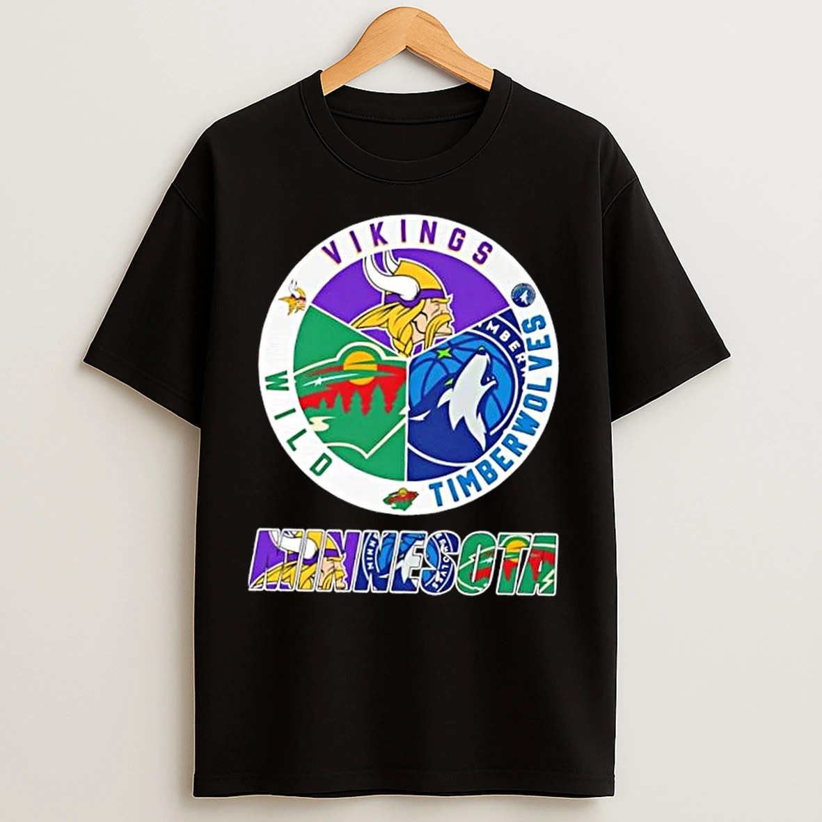Classic Minnesota City Sports Vikings Timberwolves Wild Logo T Shirts