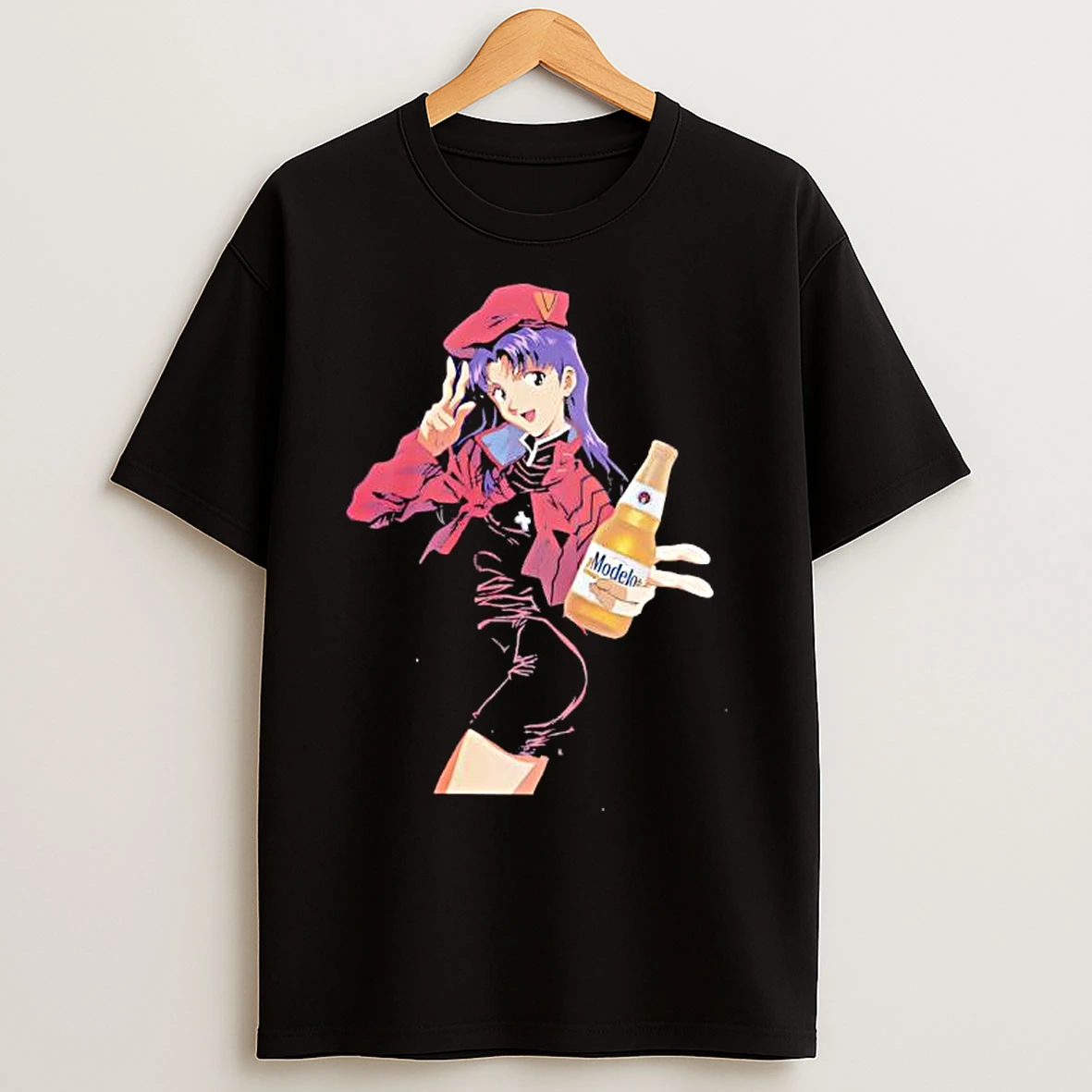 Classic Misato Katsuragi X Modelo Beer Anime Series T Shirts
