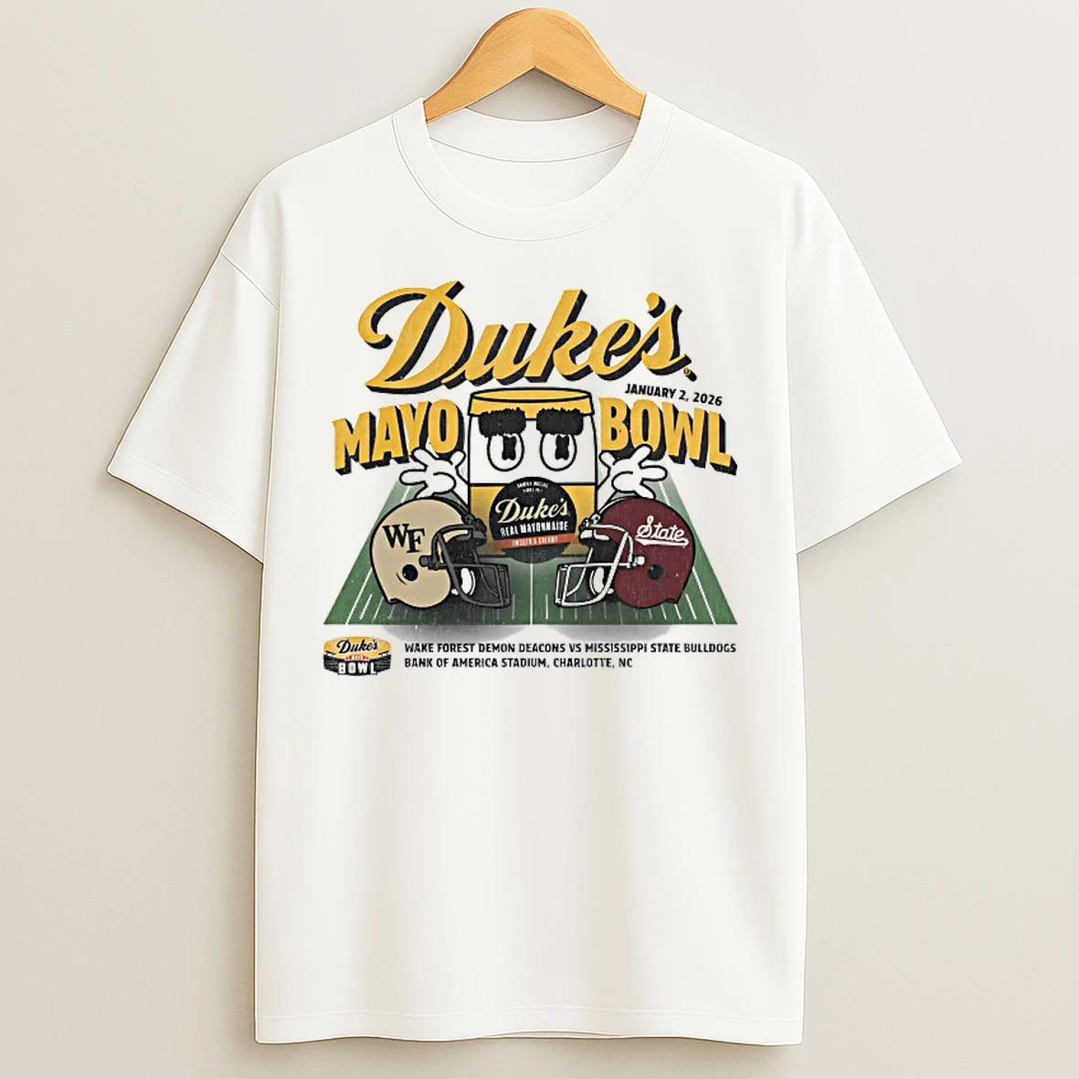 Classic Mississippi State Bulldogs Vs Wake Forest Demon Deacons Dukes Mayo Bowl 2026 T Shirts